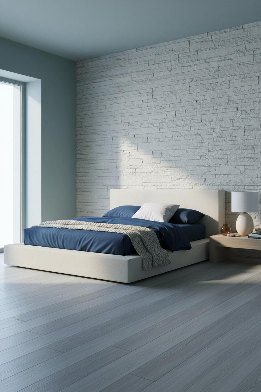 Coastal Bedroom Limestone Accent Wall