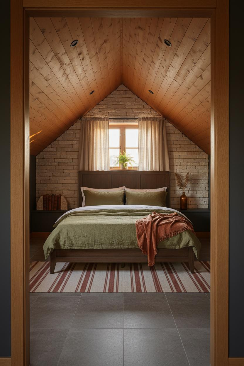 Loft Conversion Bedroom Dormer Stone Accent