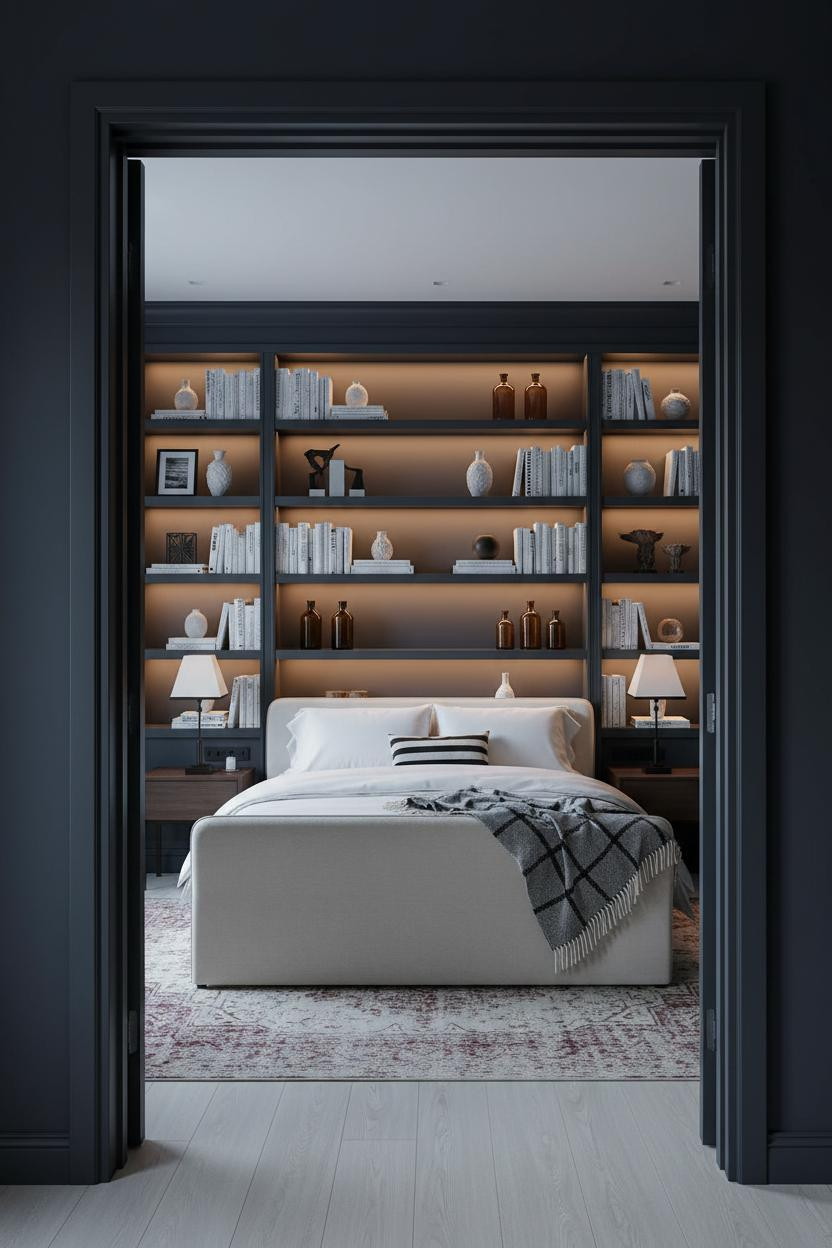 Classy Bedroom Luxury Bookshelf Design