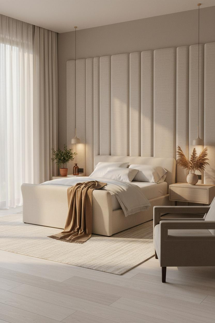Classy Bedroom Luxury Quilted Wall Design