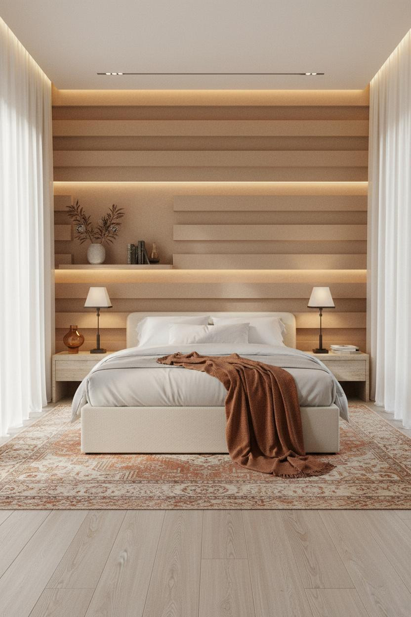Classy Bedroom Luxury Plaster Wall Design