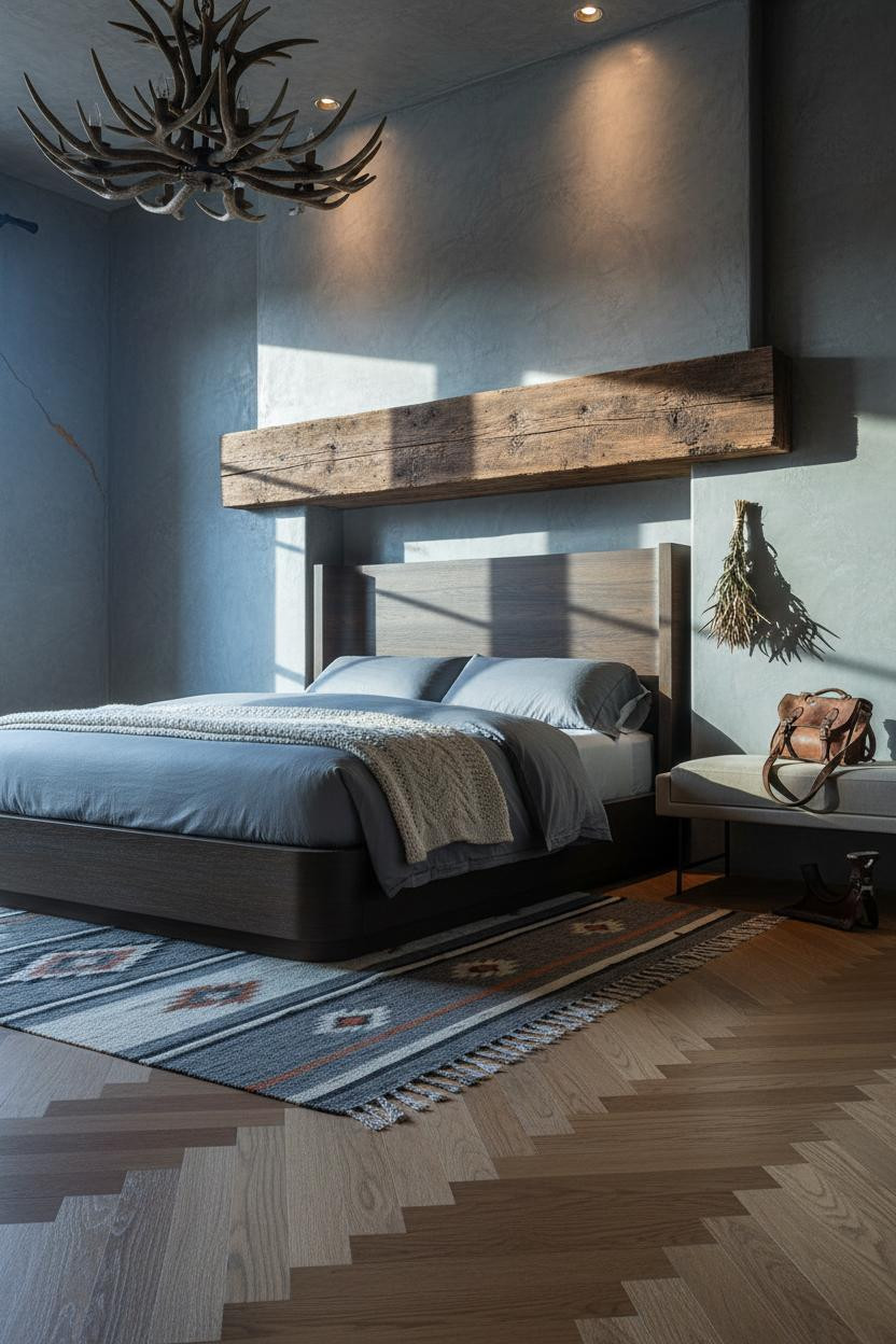 Western Chic Bedroom Ranch Timber Mantel