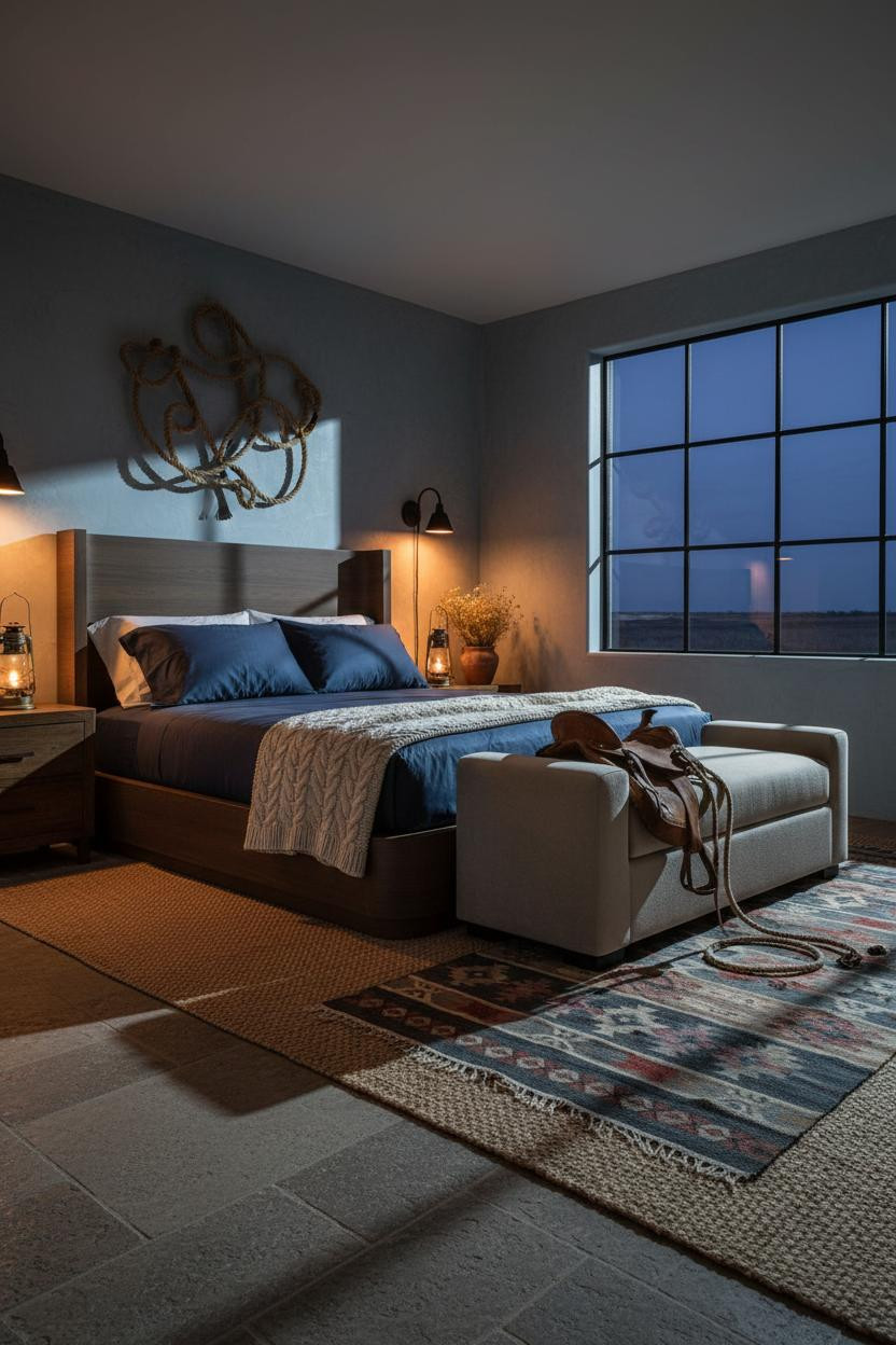 Western Chic Bedroom Dark Ranch Style