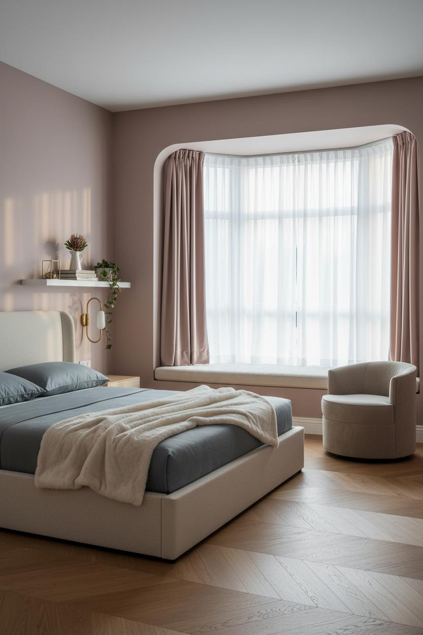 Girly Bedroom Dusty Rose Window Seat
