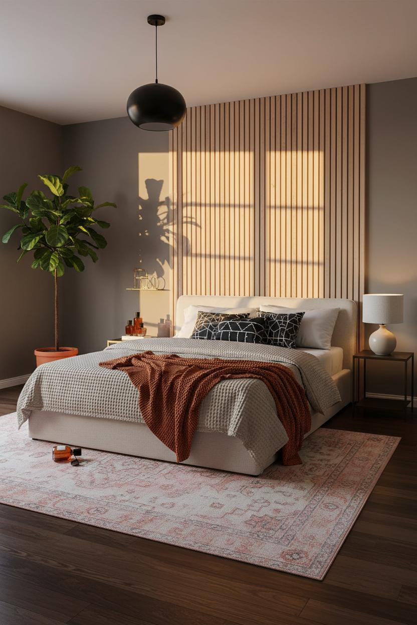 Girly Bedroom Boho Modern Slatted Wall