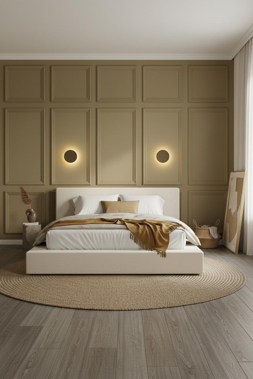 Girly Bedroom Japandi Paneled Walls