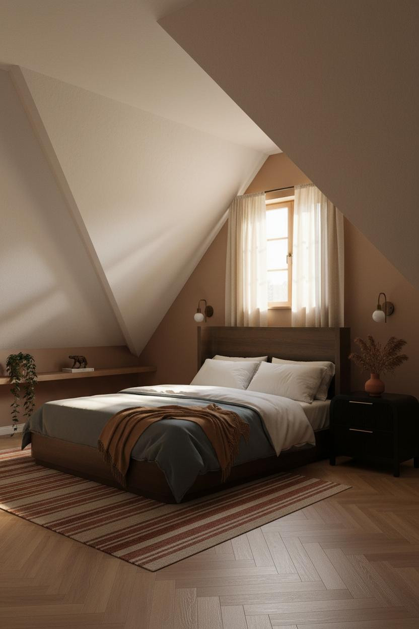 Attic Bedroom Angled Ceilings Dormer Window