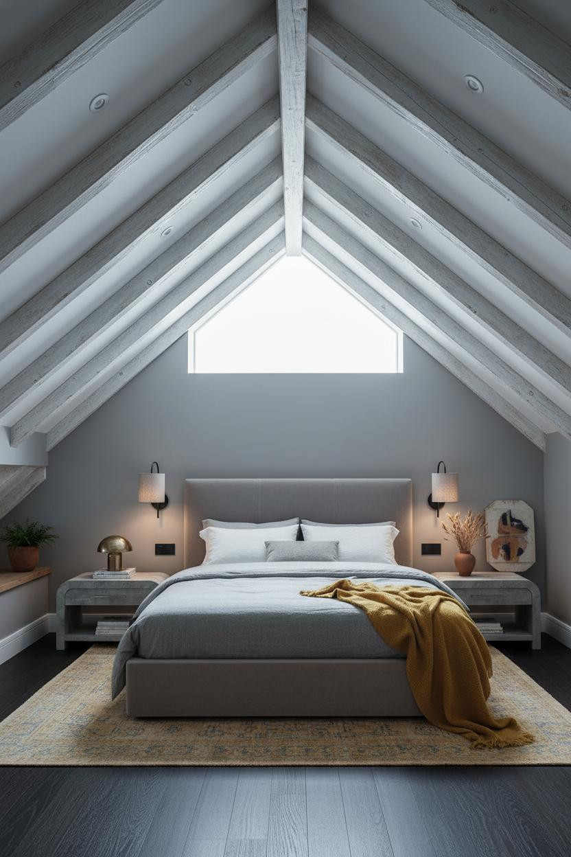 Attic Bedroom Angled Ceilings Dormer Light