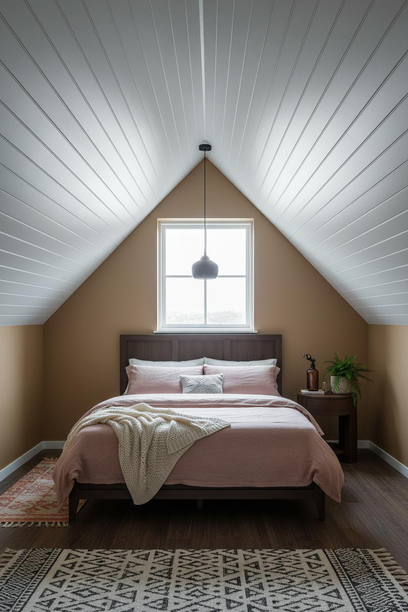 Attic Bedroom Angled Ceiling Dormer Design