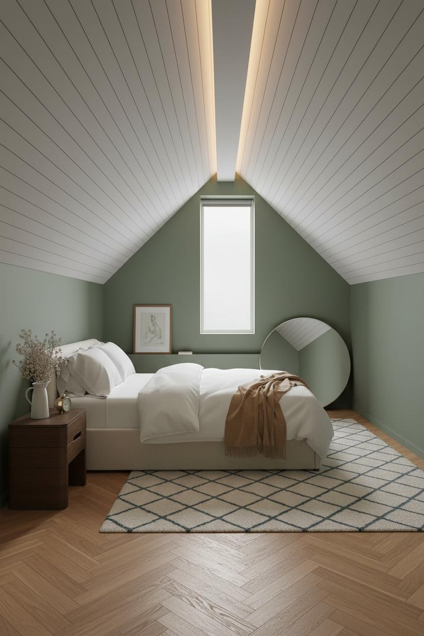 Attic Bedroom Angled Ceiling Sage Dormer