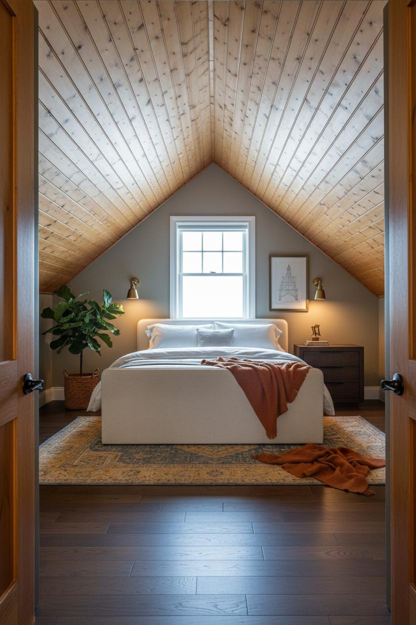 Attic Bedroom Angled Ceiling Dormer Window