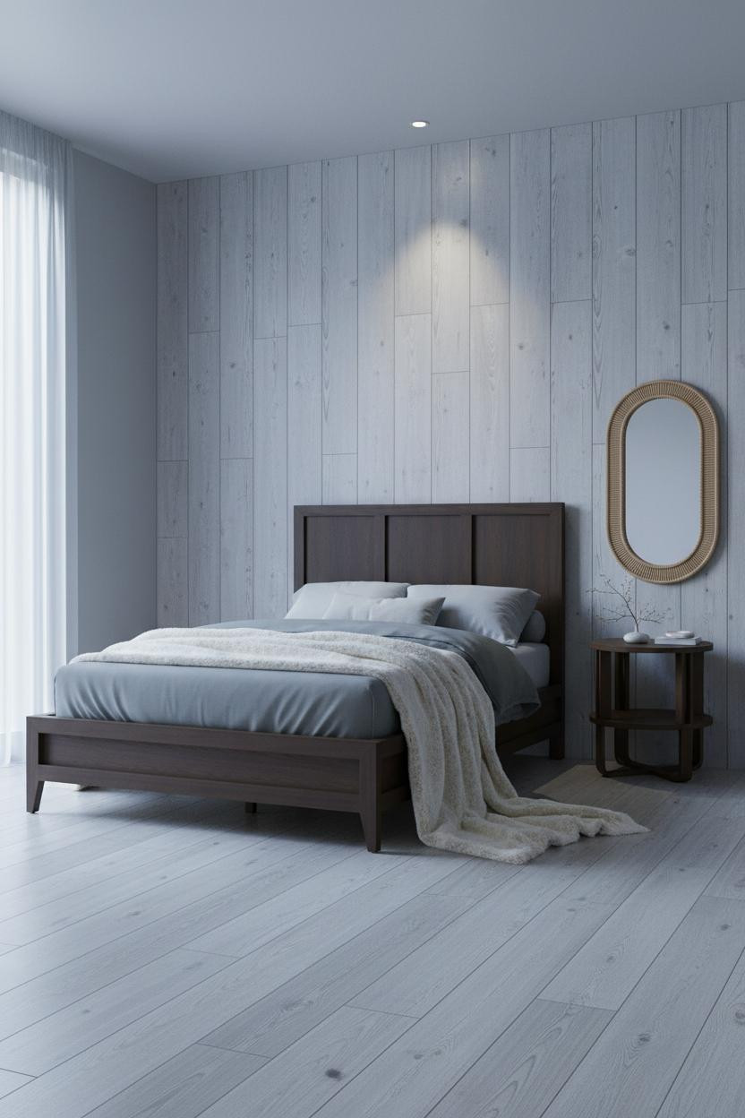 Zen Bedroom Wabi Sabi Wood Paneling Natural Light