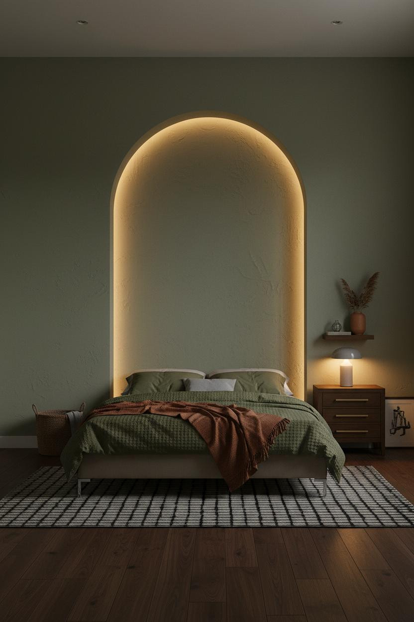 Zen Bedroom Wabi Sabi Arched Niche