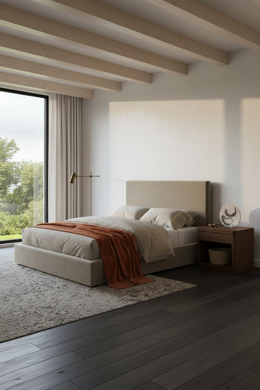 Zen Bedroom Wabi Sabi Exposed Beam