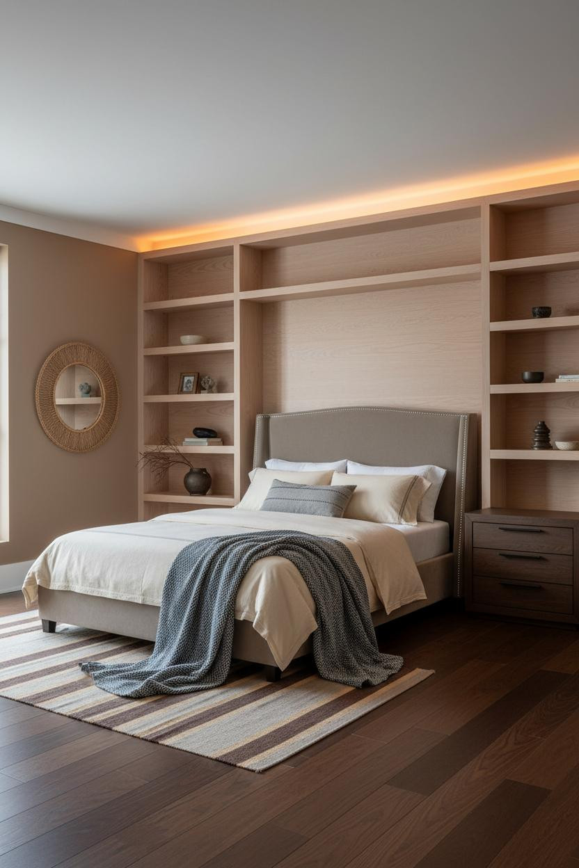 Zen Bedroom Wabi Sabi Ash Shelving