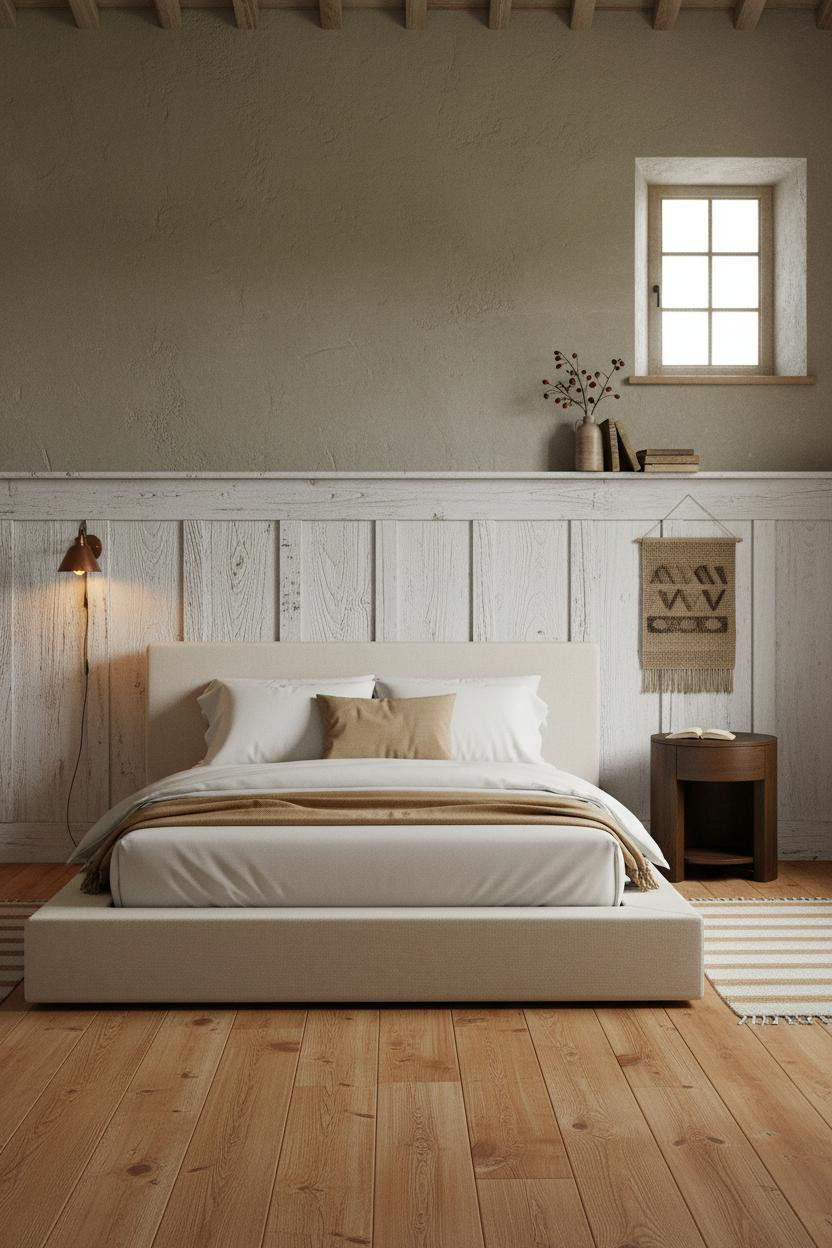 Cosy Cottage Bedroom Tuscan Wainscoting