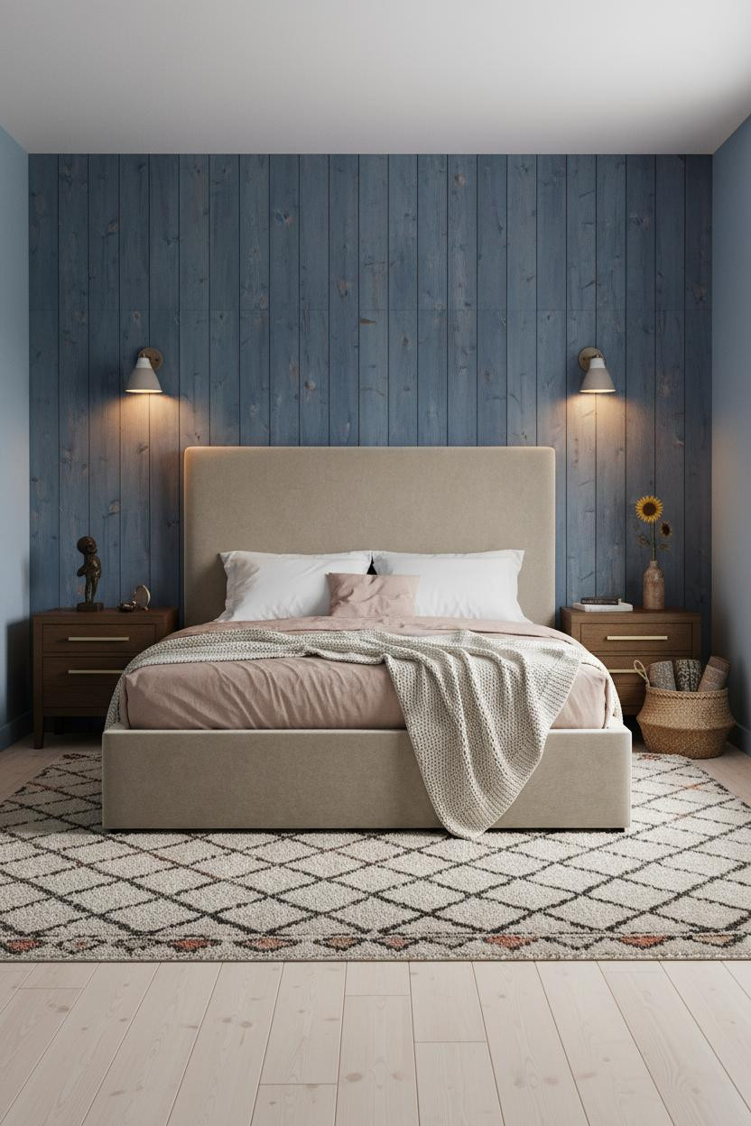 Vintage Boho Bedroom Indigo Board And Batten
