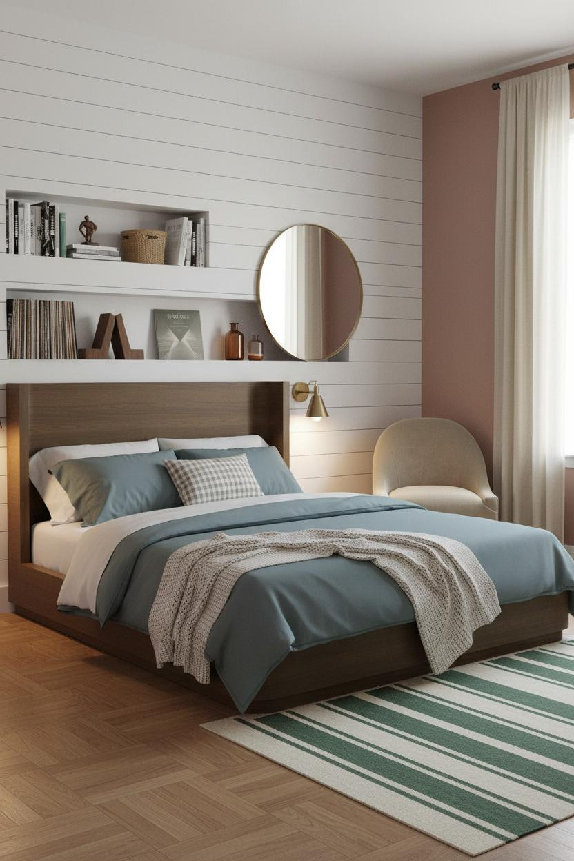 Eclectic Bedroom Mcm Retro Shiplap Design