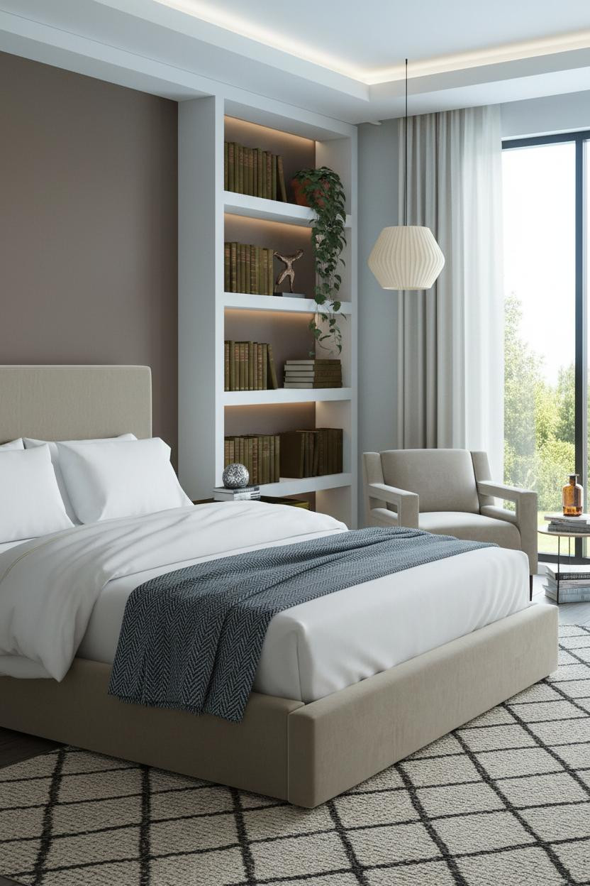 Eclectic Bedroom Shelving Natural Light