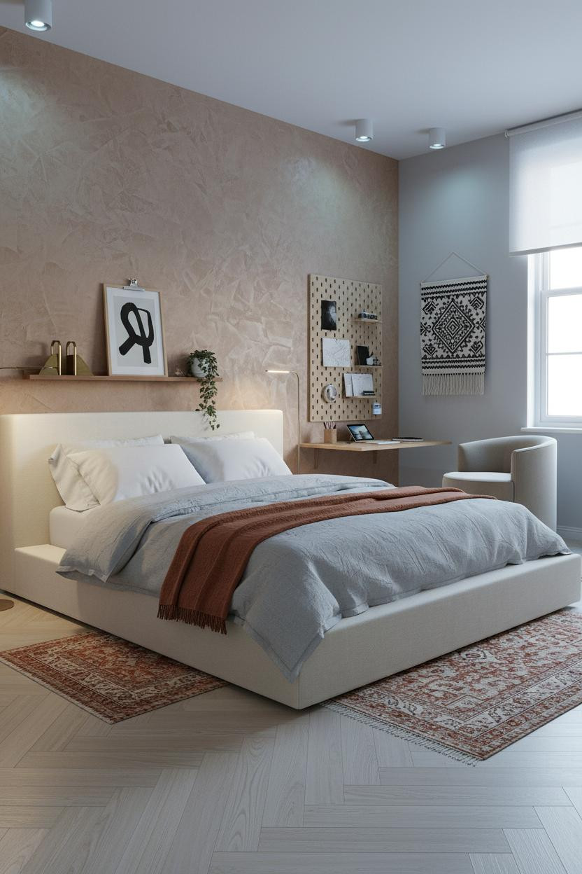 Trendy Teen Bedroom Modern Boho Clay Plaster