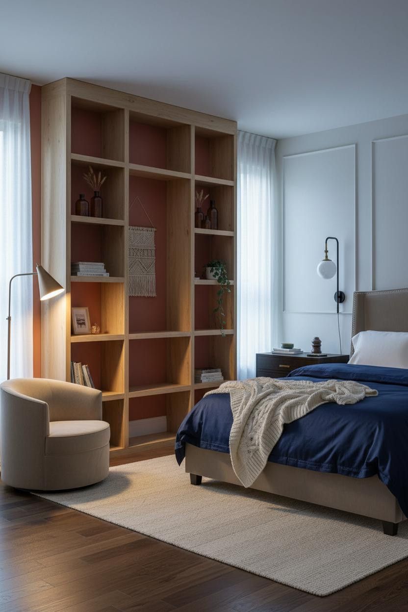 Trendy Teen Bedroom MCM Shelving Terracotta