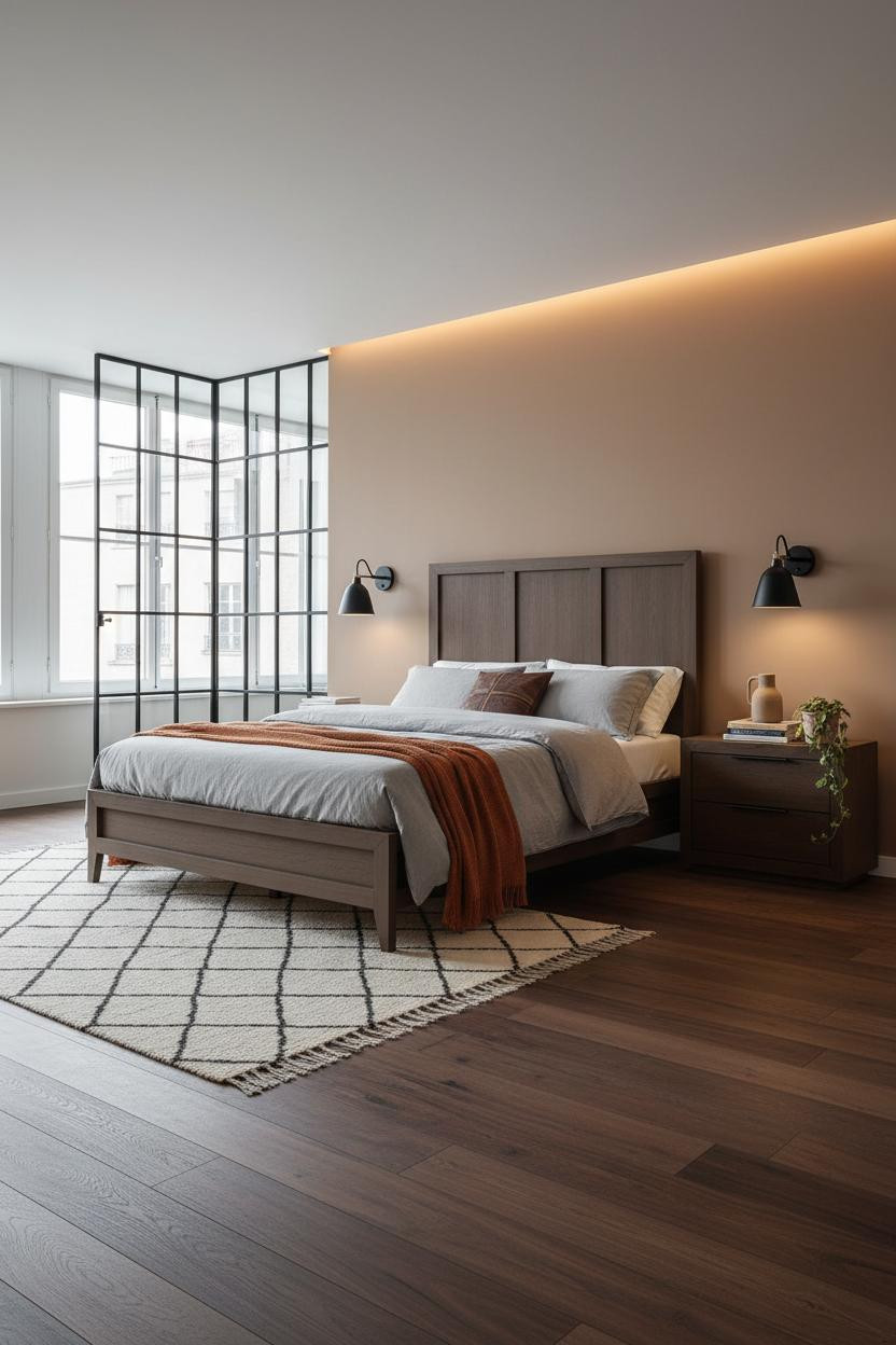 Parisian Bedroom Crittall Windows Walnut Floor