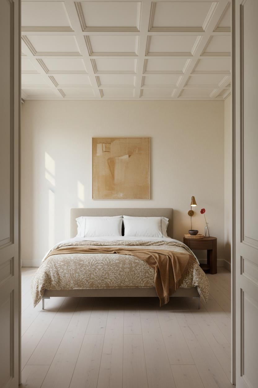 Parisian Bedroom Coffered Ceiling French Decor