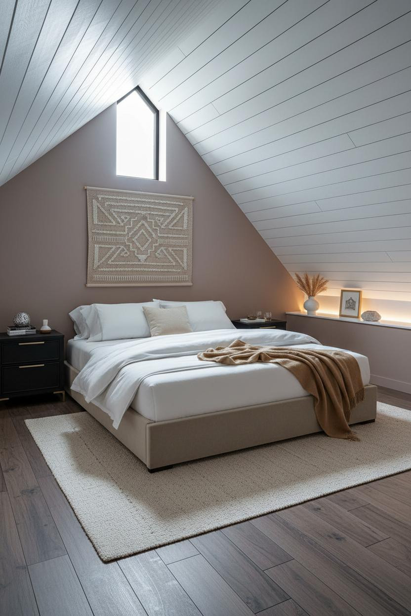 Loft Bedroom Sloped Ceiling Modern