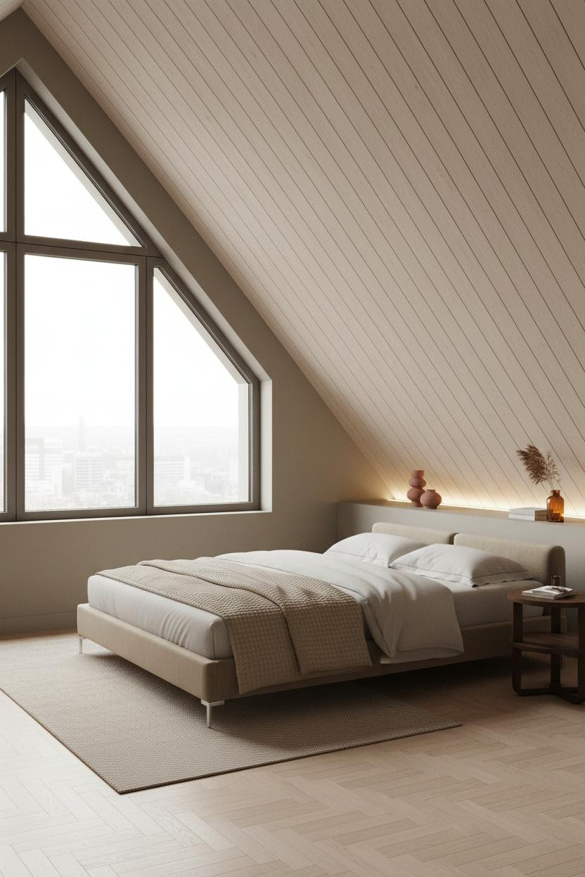 Loft Bedroom Japandi Sloped Ceiling