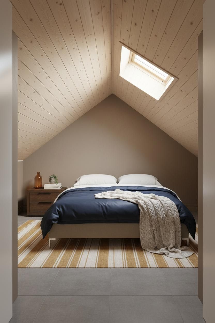 Loft Bedroom Sloped Ceiling Skylight Modern