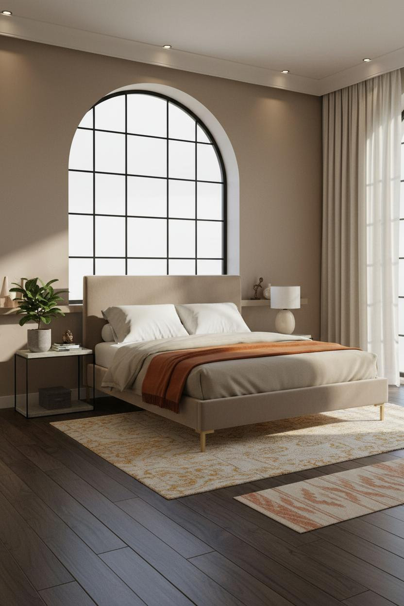 New Classic Bedroom Design Arched Windows