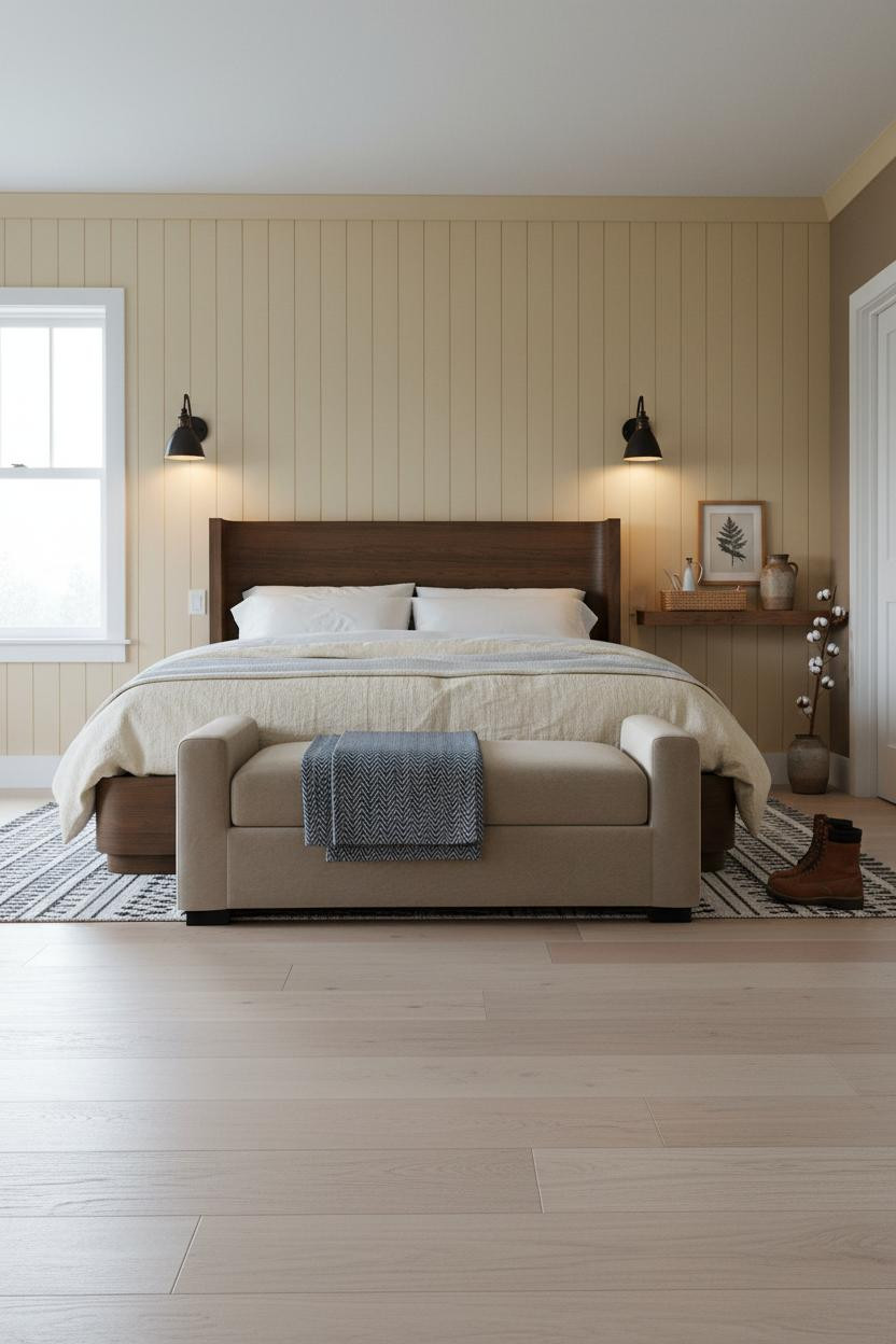 Country Farmhouse Bedroom Board Batten Bench Design