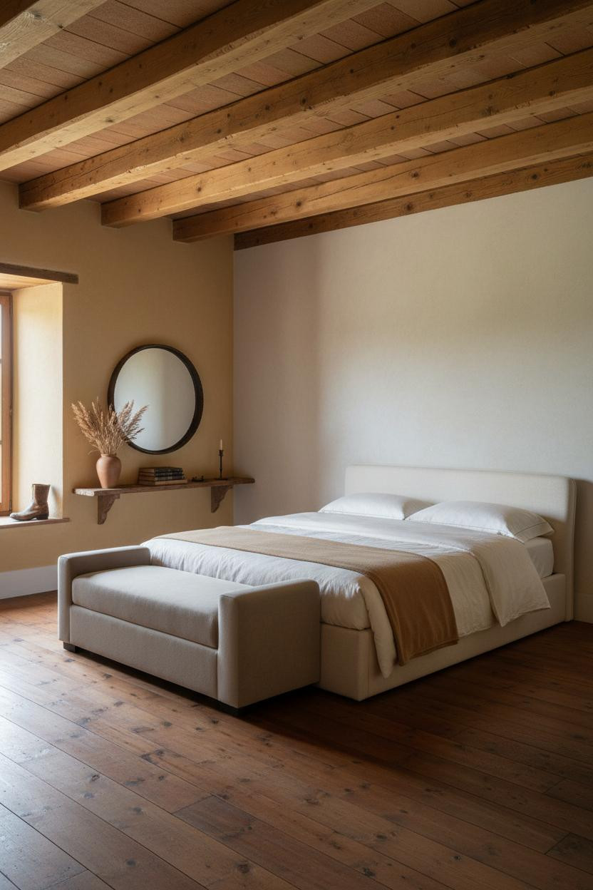 Country Farmhouse Bedroom Exposed Beams Tuscan Design