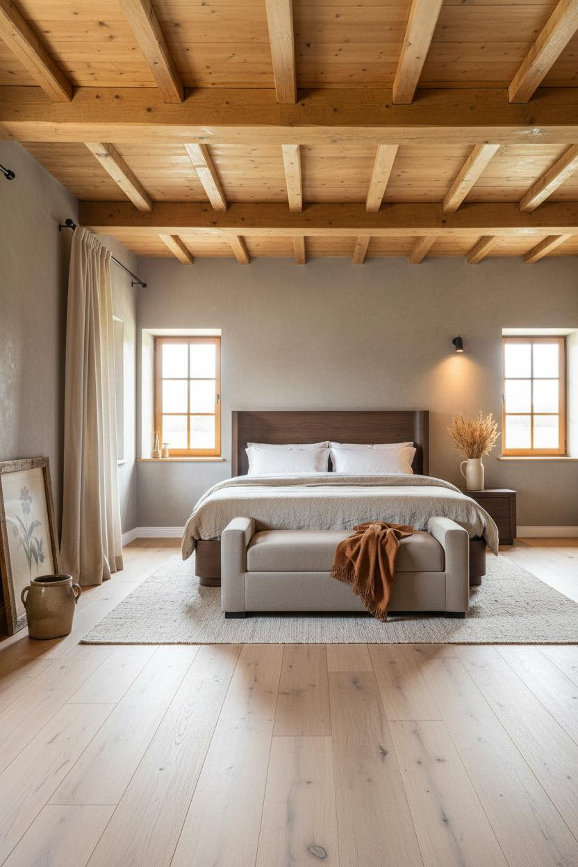 Country Bedroom Provencal Farmhouse Coffered Ceiling