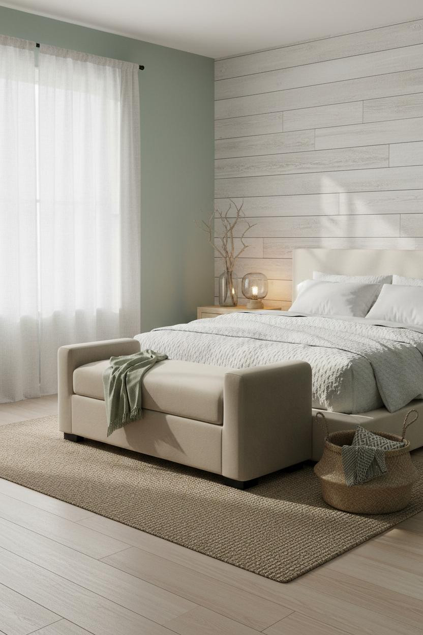 Coastal Chic Bedroom Shiplap Master Bed