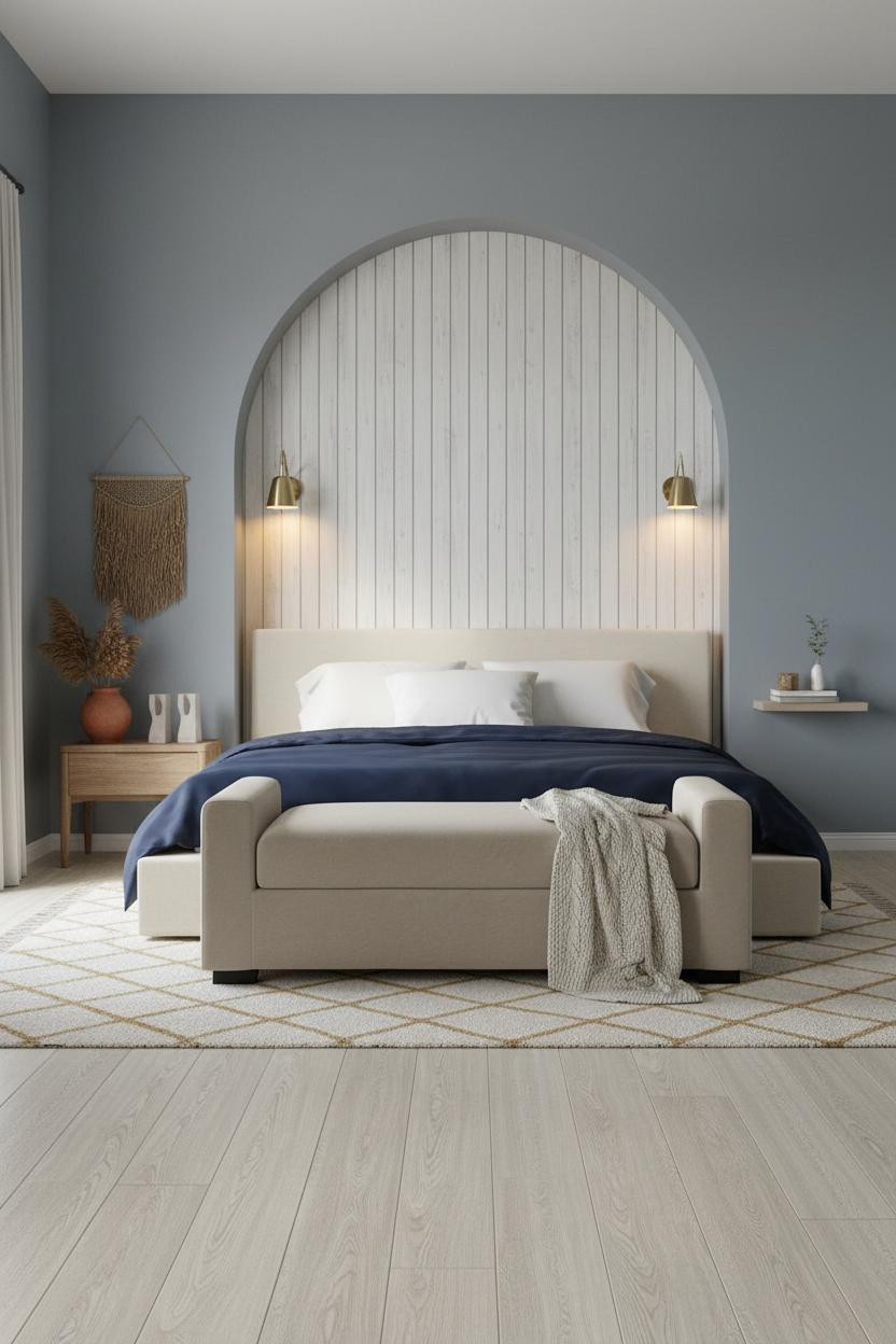 Coastal Chic Bedroom Mediterranean Master Bed