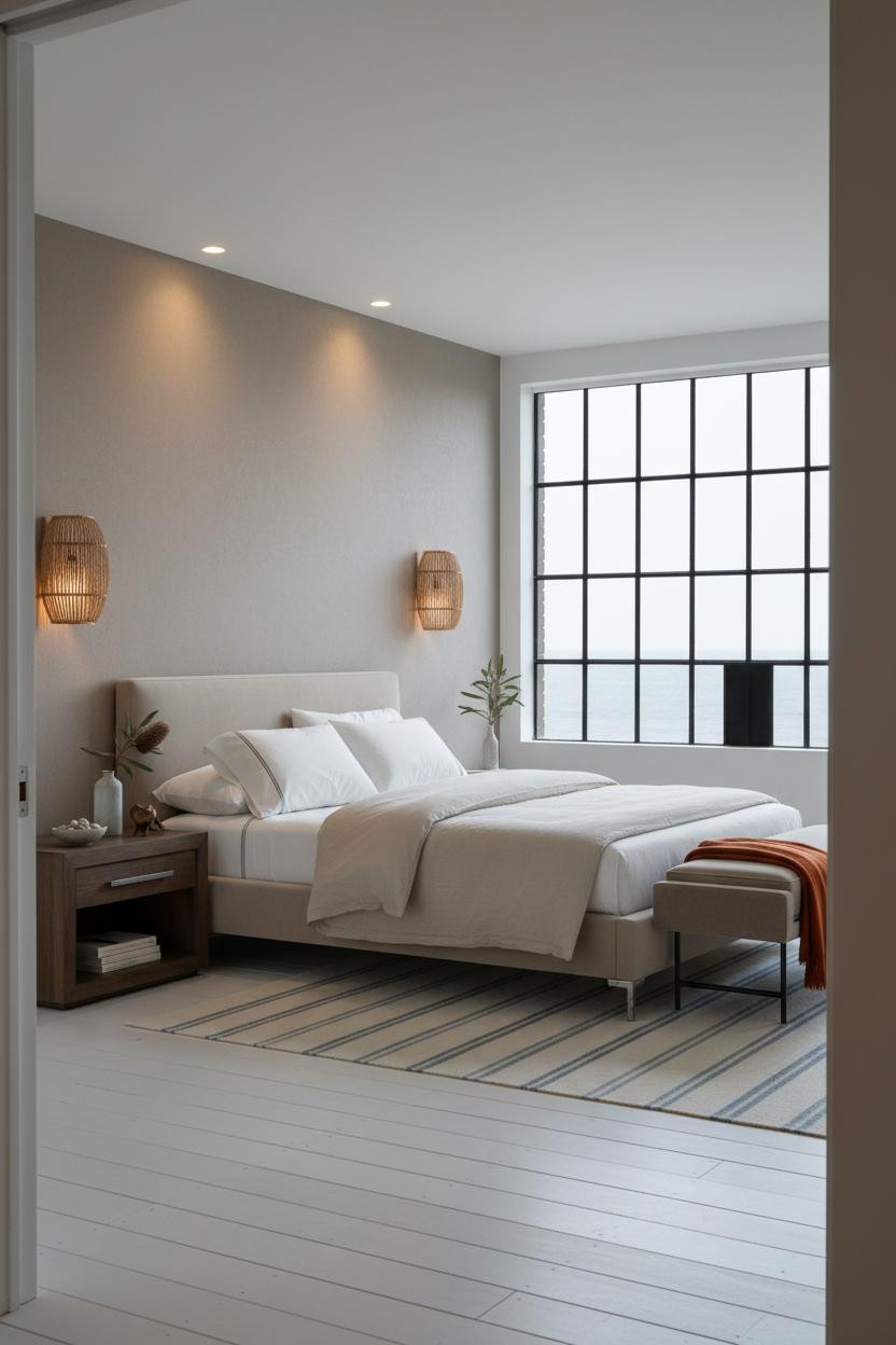Coastal Chic Bedroom Master Bed Crittall Windows