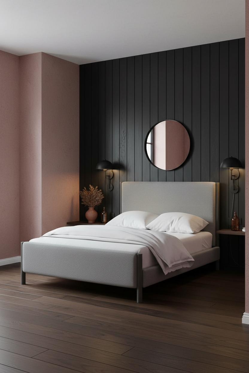 Modern Industrial Bedroom Black Wall