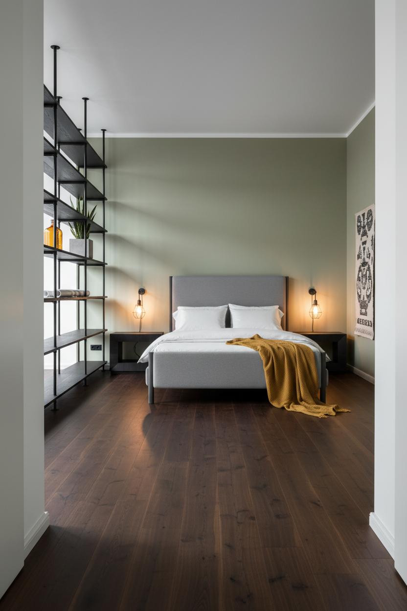 Modern Industrial Bedroom Steel Shelving Loft