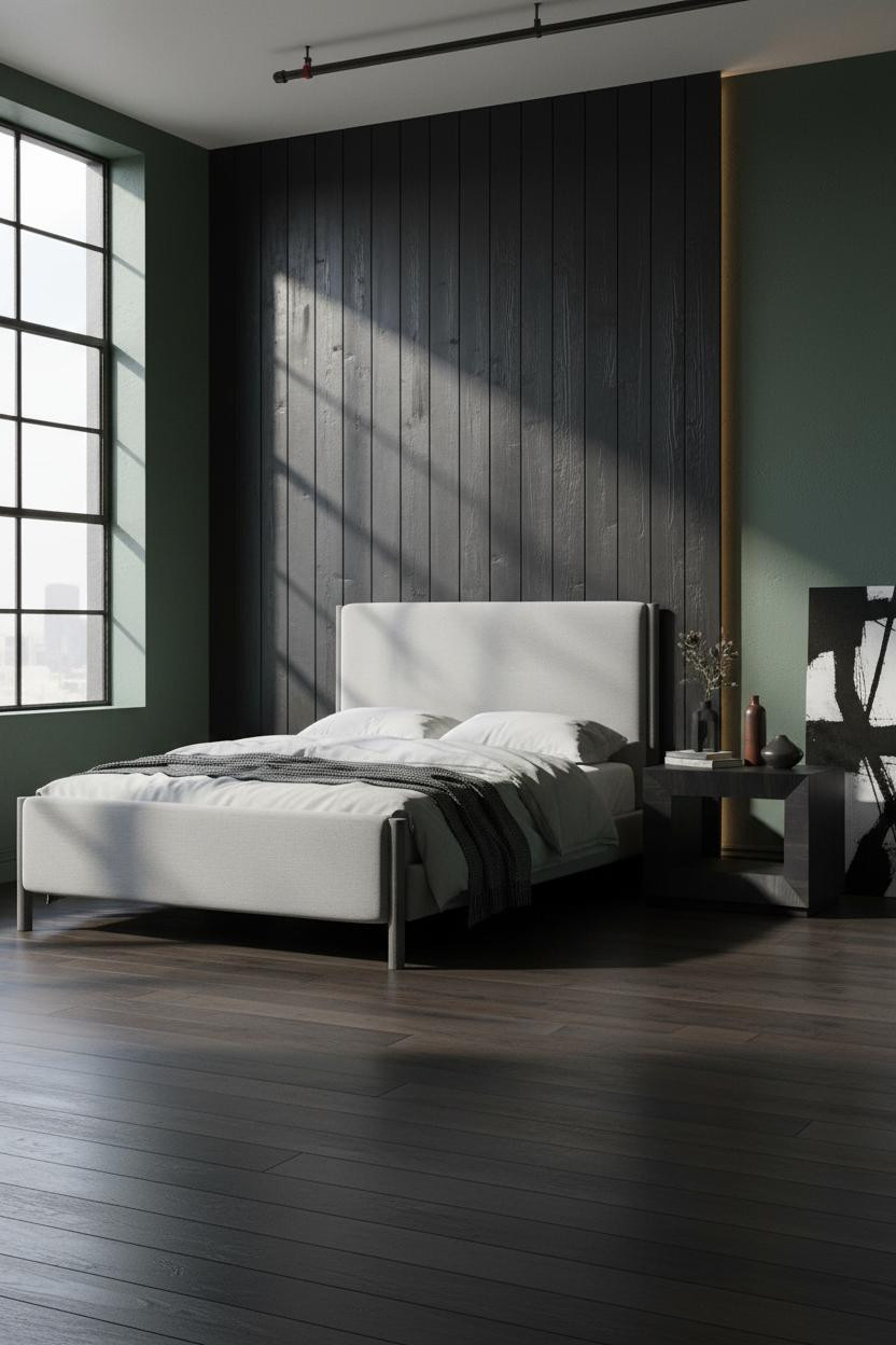 Modern Industrial Bedroom Board Batten Loft