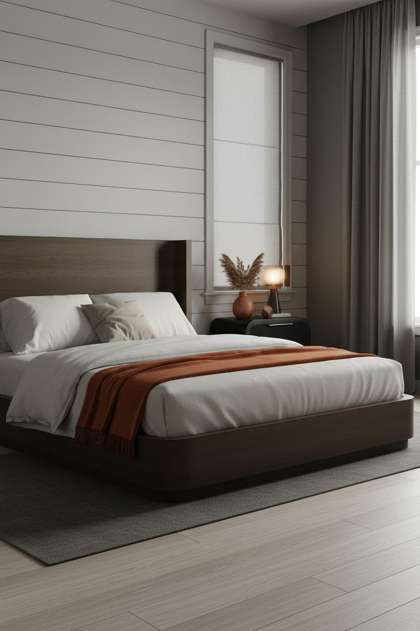 Cozy Mens Bedroom Charcoal Shiplap