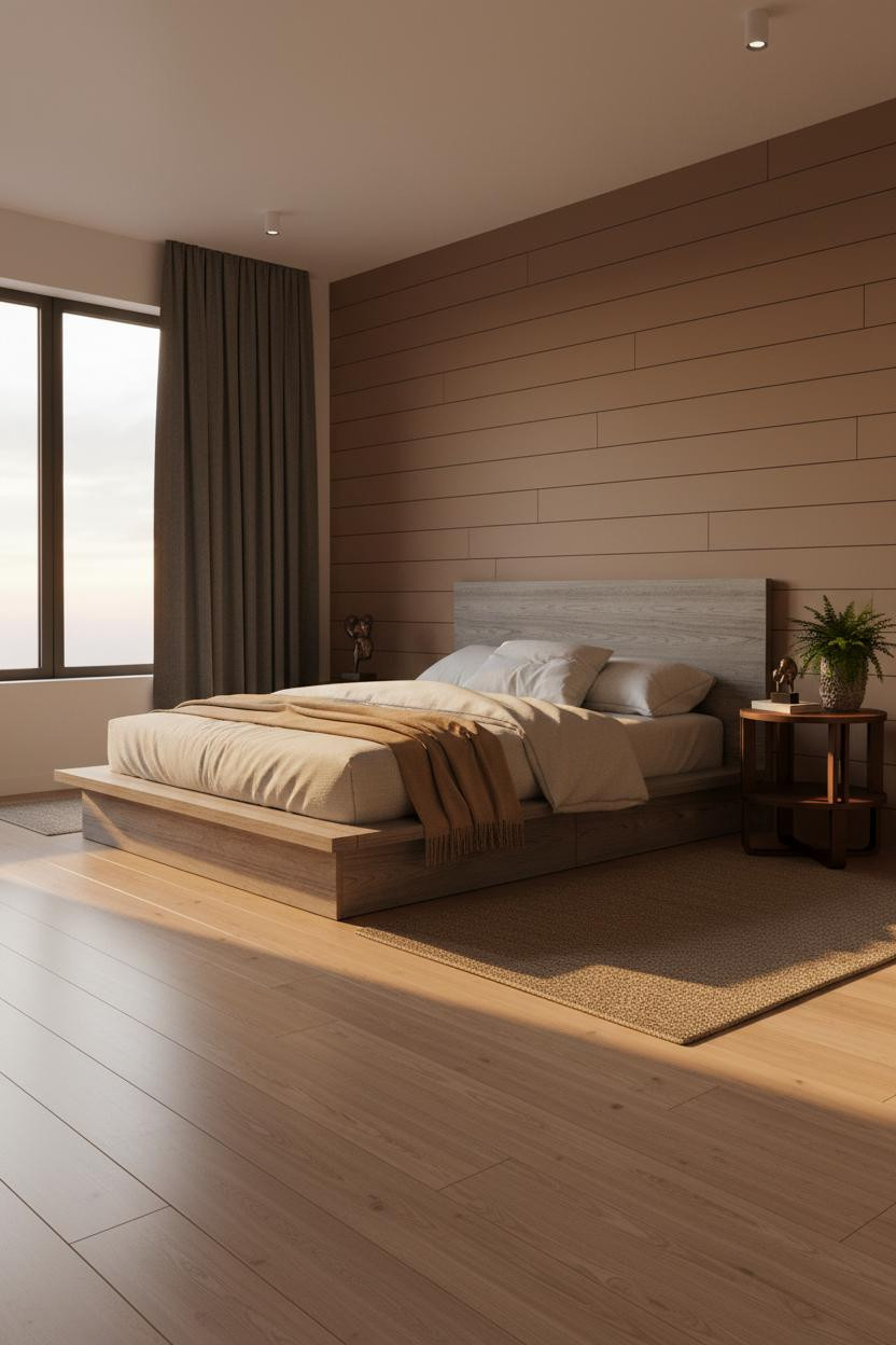Cozy Mens Bedroom Rustic Warm Light