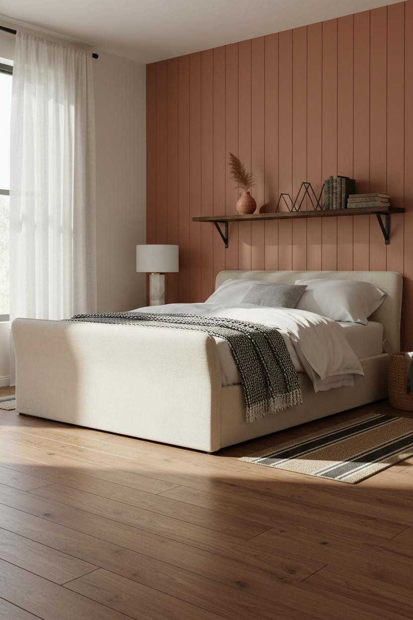 Cozy Mens Bedroom Terracotta Board and Batten