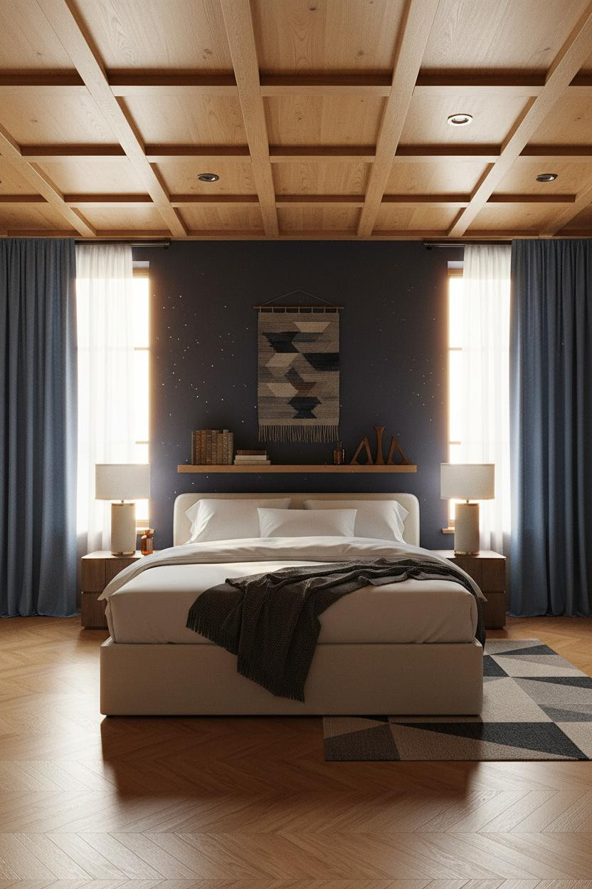 Cozy Mens Bedroom Dark Academia Indigo