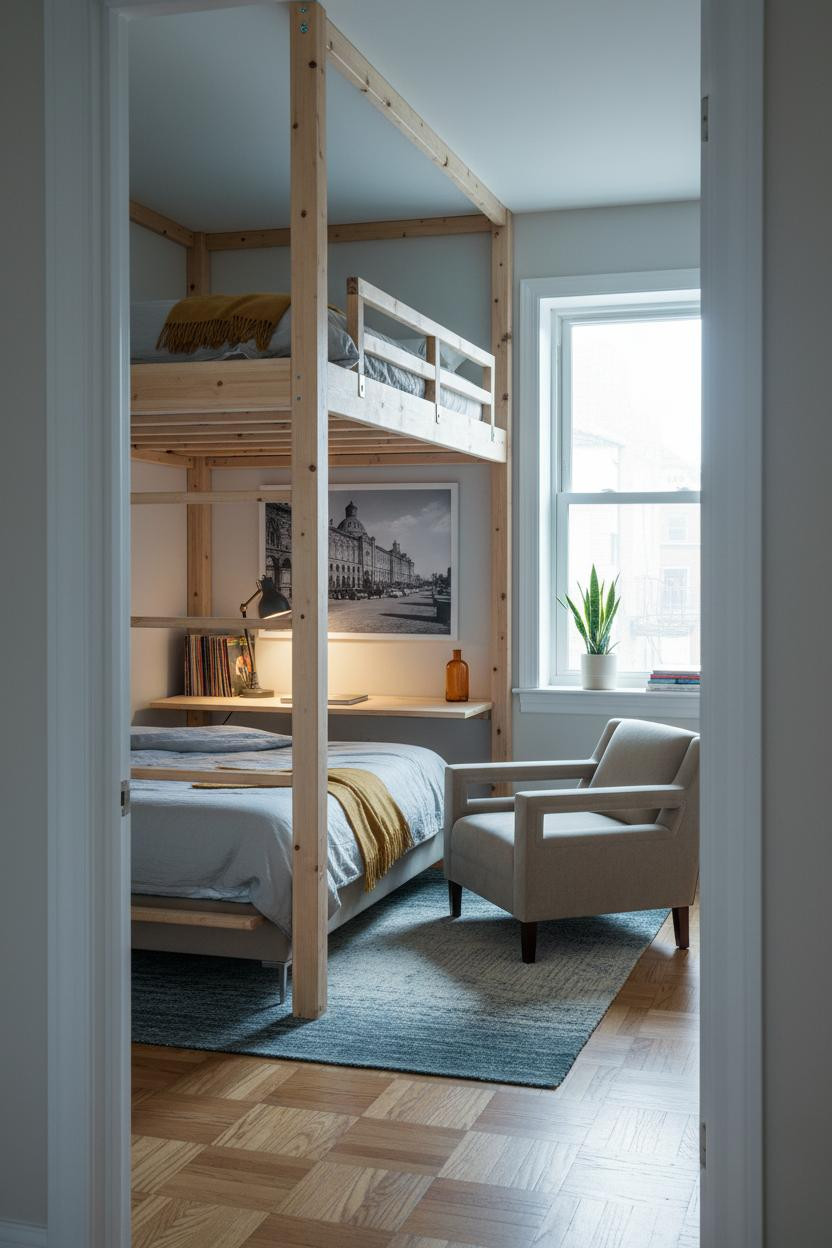Teen Loft Bedroom MCM Birch Frame Design