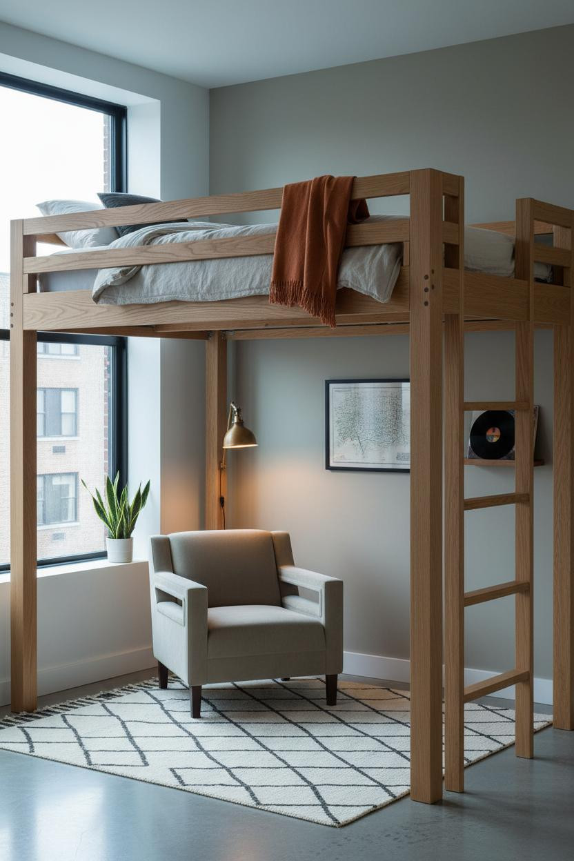 Teen Loft Bedroom Oak Frame Workspace