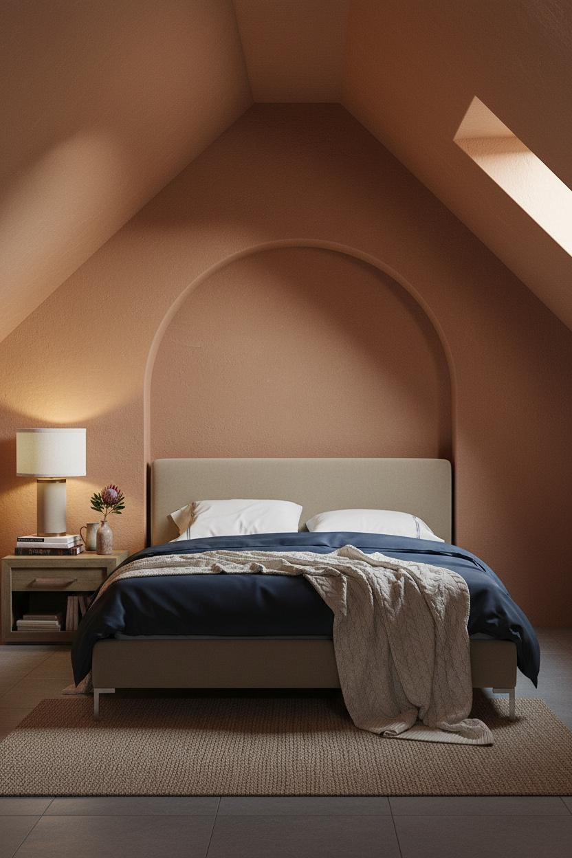 Warm Cozy Bedroom Mediterranean Attic Niche