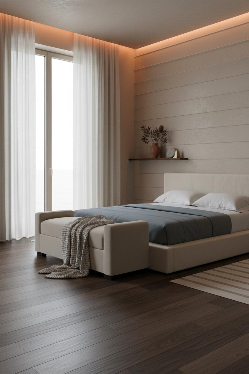 Coastal Modern Bedroom Putty Plaster Walls