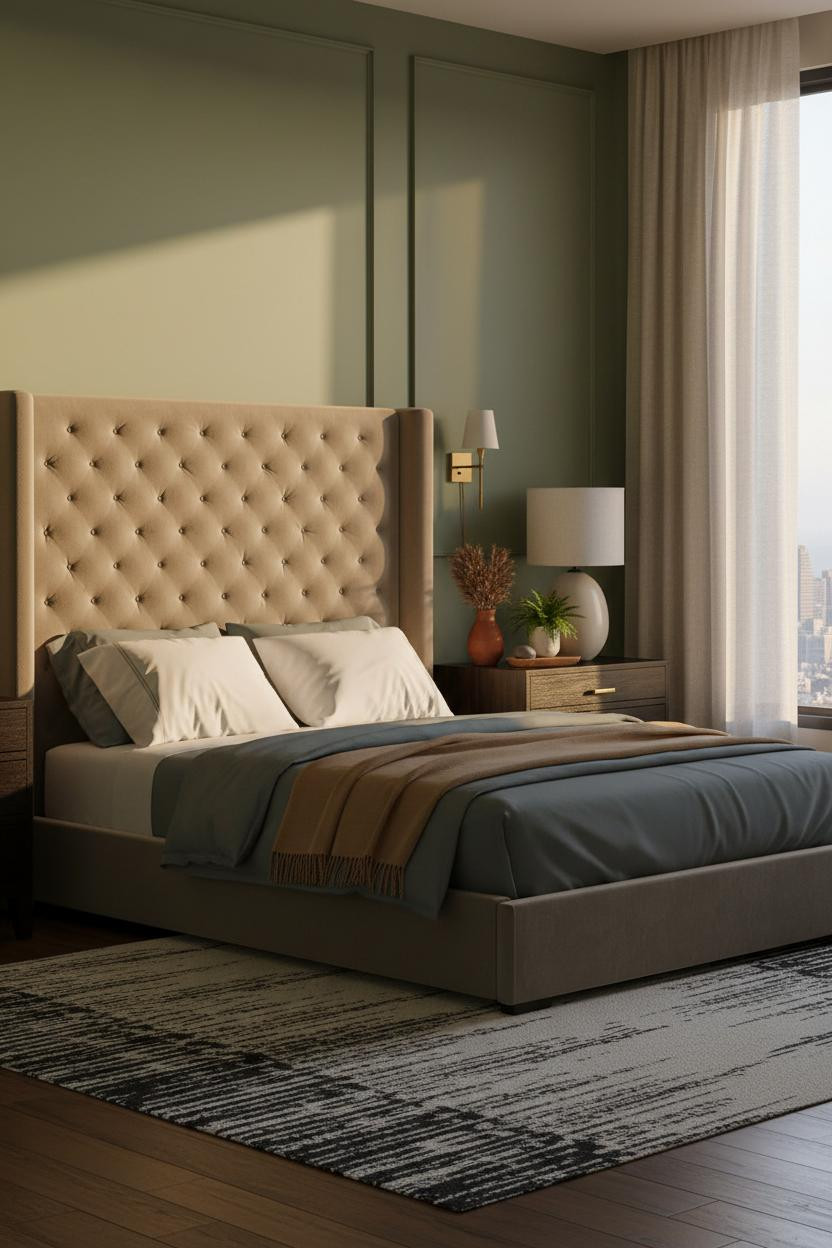 Nightstand Ideas with Sage Green Board and Batten Bedroom Styling