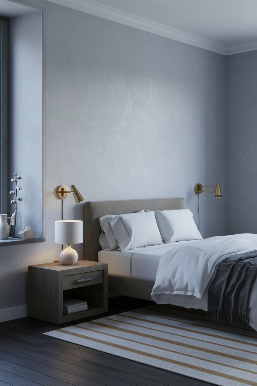 Parisian Modern Bedroom Exposed Plaster Brass